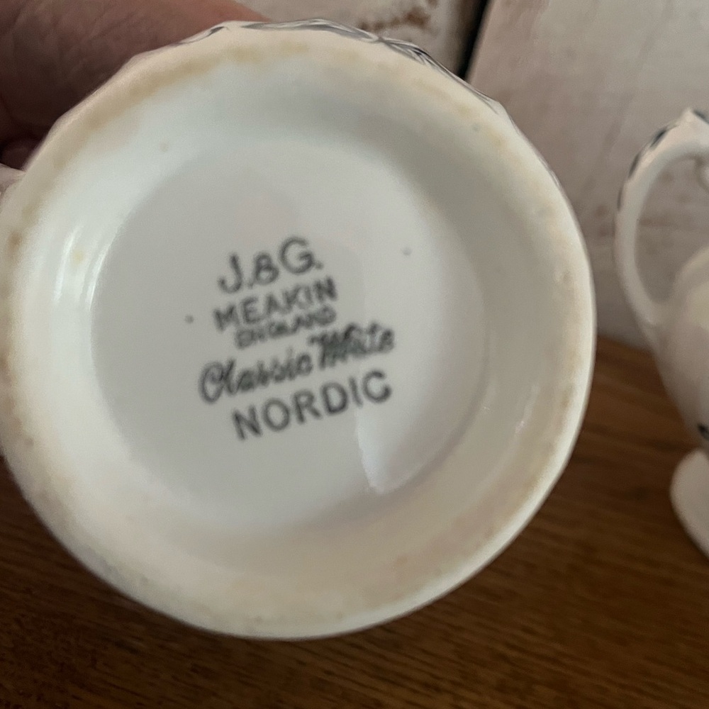 Vintage J&G Meakin Blue Nordic Creamer Sugar Bowl Jug Set | MCM England - Picture 2 of 12